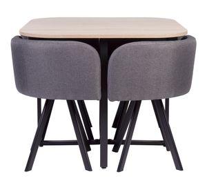 Comedor 4 sillas gris 73x90x90 cm
