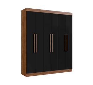 Clóset 6 puertas New York castaño/negro 217x180x47 cm