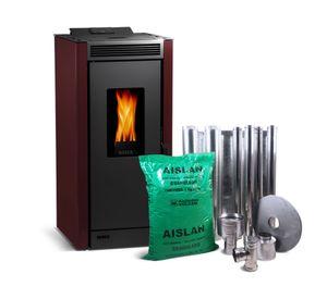 Calefactor&nbsp;a Pellet Black Vision Burdeo + Kit Vertical Pellet 80 mm