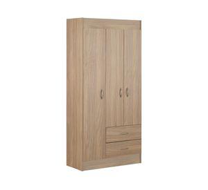 Clóset 3 puertas 2 cajones nogal 175x81x39.2 cm.