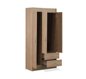 Clóset 3 puertas 2 cajones nogal 175x81x39.2 cm.
