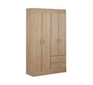 Clóset 4 puertas 2 cajones nogal 175x102x39.2 cm.