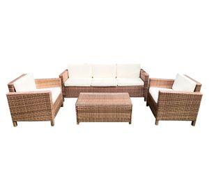 Juego de living terraza Alicia café claro 5 cuerpos