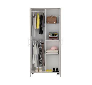 Clóset 2 puertas Tera ceniza/blanco 180x80x48 cm