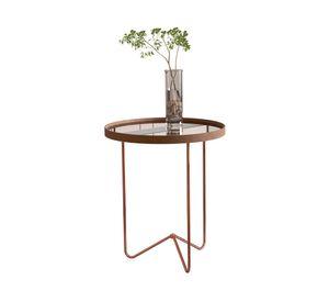 Mesa lateral redonda Espejo bronce