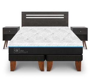 Cama europea Green 2 plazas base dividida + set Múnich gris