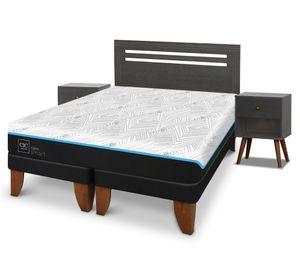 Cama europea Green 2 plazas base dividida + set Múnich gris