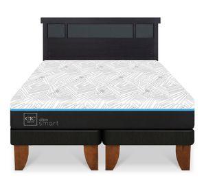 Cama europea Green 2 plazas base dividida + 1 respaldo Dublín negro
