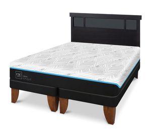 Cama europea Green 2 plazas base dividida + 1 respaldo Dublín negro