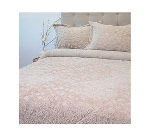 Cubrecama Plush senses sherpa beige 2 plazas