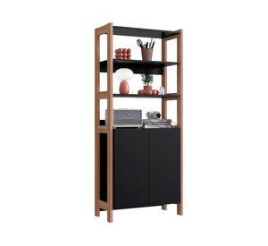 Estante Moveli vertical organizador negro/castaño 170.5x73x35 cm