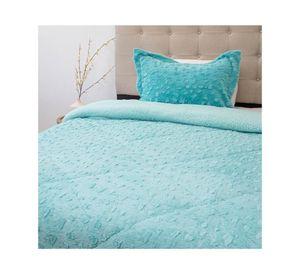 Cubrecama Plush senses turquesa 1.5 plazas