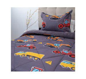 Plumón estampado Kids senses tractores 1.5 plazas
