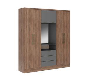 Clóset 6 puertas Ámbar 6 puertas + espejo café/gris
