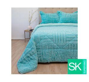 Cubrecama Plush senses turquesa D2 súper king
