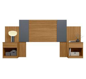 Respaldo de cama 2 veladores Araguaia 2 plazas cinza