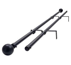 Set de barra cortina extendible muro esfera fierro 5.5x320 cm negro