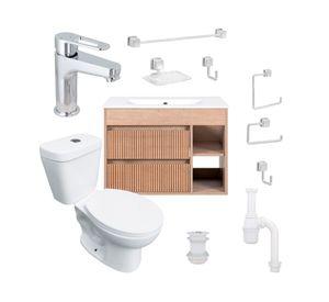 Mueble vanitorio Paris 60 cm lenga tex + cubierta + WC Theos + accesorios