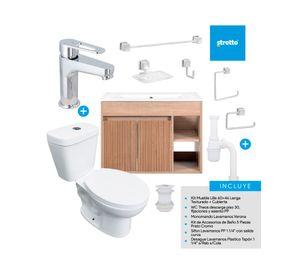 Mueble vanitorio Lille 60 cm lenga tex + cubierta + WC Theos + accesorios