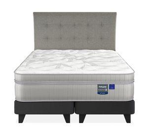 Cama europea Paradise 2 plazas base dividida + respaldo Design gris