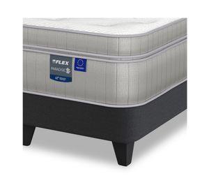 Cama europea Paradise 2 plazas base dividida + respaldo Design gris