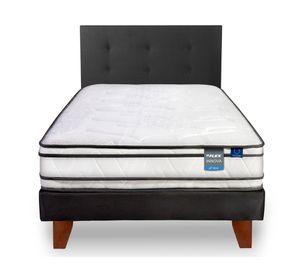 Cama europea Innova 1 plaza  box + respaldo Royal negro