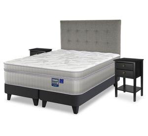 Cama europea Paradise king base dividida + 1 respaldo Design gris + 2 velador Rover