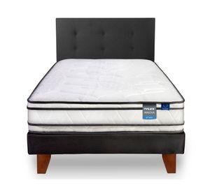 Cama europea Innova 1.5 plazas box + respaldo Royal negro