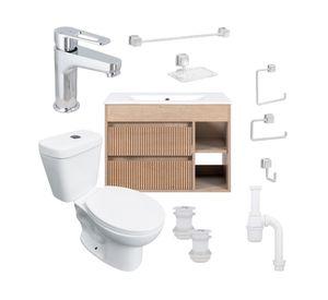 Mueble vanitorio Paris 70 cm  lenga  + cubierta + WC Theos + accesorios