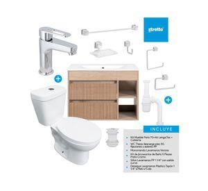 Mueble vanitorio Paris 70 cm  lenga  + cubierta + WC Theos + accesorios