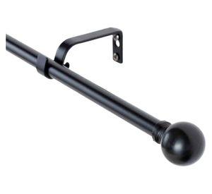 Set barra cortina extensible Esfera fierro 6x120 cm negro
