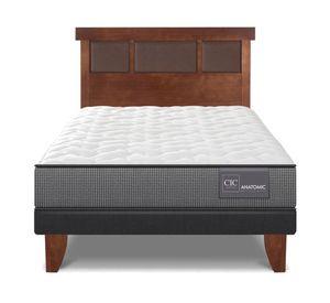 Cama europea 1.5 plazas Anatomic + respaldo Dublín caramelo