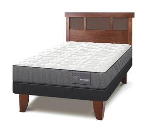Cama europea 1.5 plazas Anatomic + respaldo Dublín caramelo