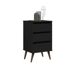 Velador Wood negro 3 cajones