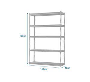 Estante 5 repisas gris 183x150x45 cm