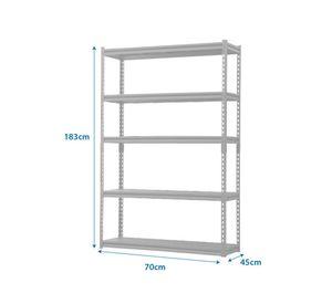 Estante 5 repisas gris 183x70x45 cm