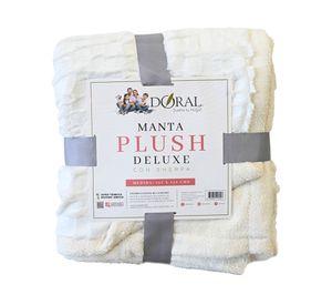 Manta plush sherpa Deluxe blanco 1 un.