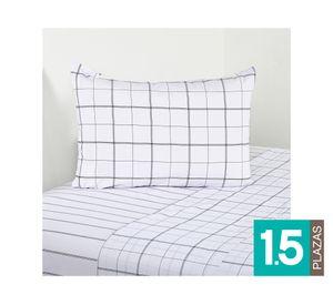 Juego de sábanas 1.5 plazas 200 Hilos Squares blanco