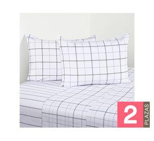 Juego de sábanas 2 plazas 200 Hilos Squares blanco
