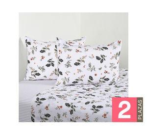 Juego de sábanas 2 plazas 200 Hilos Bird blanco