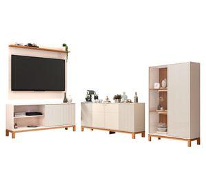 Panel TV 75" + rack + vitrina + buffet Mondrian off white