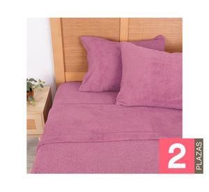 Juego sábanas 2 plazas sherpa lisa violeta