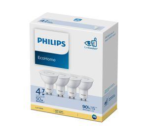 Ampolleta LED 4.7W GU10 luz cálida 4 unidades