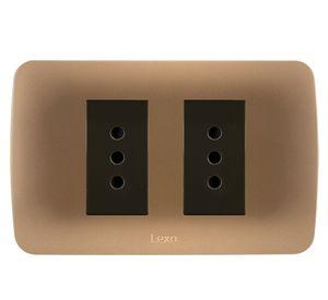 Placa armada tomacorriente doble 10A 250V café titanio