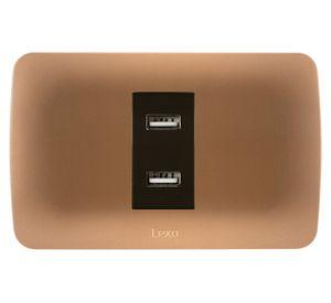 Placa armada USB 10A 250V café titanio
