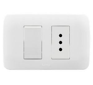 Interruptor simple 9/12 + toma corriente blanco 10A