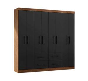 Clóset 8 puertas 4 cajones acacia/negro 177x182x40 cm
