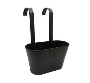 Maceta Gancho doble Oval negro 31x25x11.5 cm