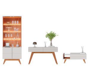 Vitrina + mesa centro + arrimo Noronha blanco