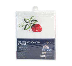 Juego cortina cocina Fresa 3 piezas